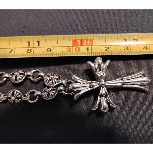 cross hip hop mens and womens retro silver color geometric alloy chain jewelry - Picture 7 of 9